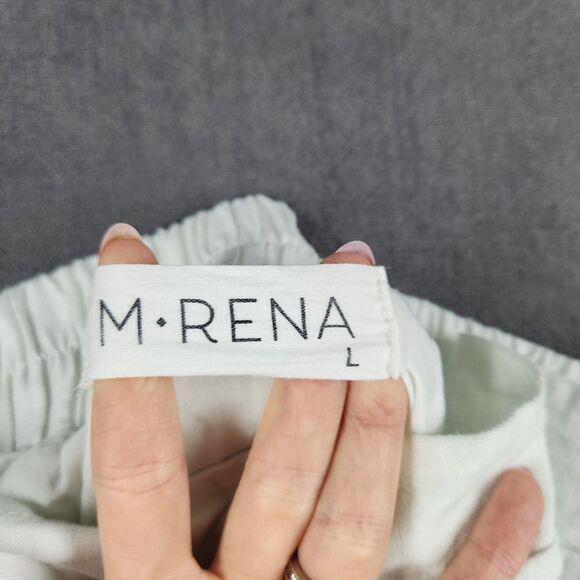 M Rena Linen Pants Women's Sz Large Blend Wide Slit Leg Distressed Look USA Made - Picture 8 of 12